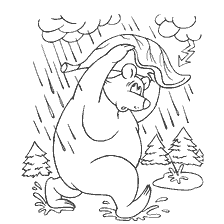 coloring page: Umbrella bear in the rain