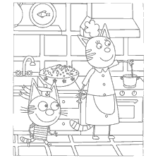 Três gatos: Mãe cozinha almoço