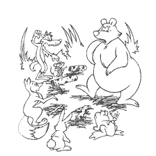 coloring page: Picture from the coloring book on the theme of Russian folk tales, depicting characters from the story "Crashed the tower".