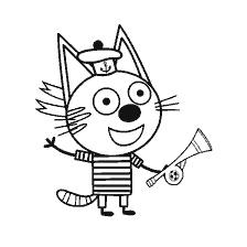Gatto Corjik in uniforme di mare con un fischietto