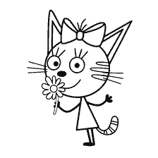 Kitten Caramelka detiene un fiore