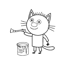 Gatto Sajik con una spazzola e una lattina di vernice
