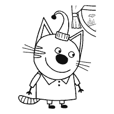 Bel gatto Compote dal cartone animato Tre gatti in bianco e nero per la colorazione