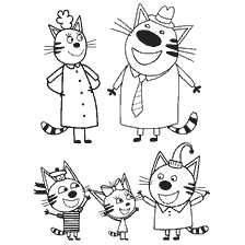 Famiglia tre gatti con gatti divertenti