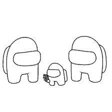 coloring page: Characters of the game Among As, two large and one small