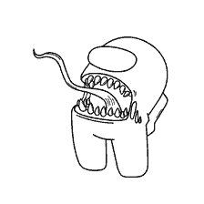 coloring page: Character Among As with open mouth and sharp teeth