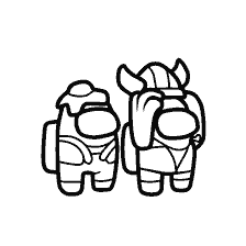 coloring page: Two characters Among As in the coloring book