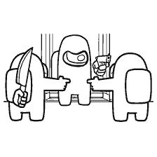 coloring page: Illustration from Among As: Characters point to each other in the elevator