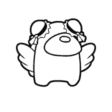 coloring page: Character from the game Among As with wings and bows