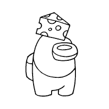 coloring page: Character Among As with a piece of cheese on his head