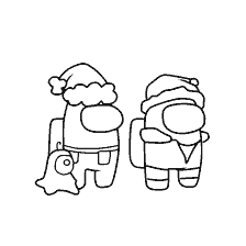 coloring page: Characters from Among As in Christmas caps