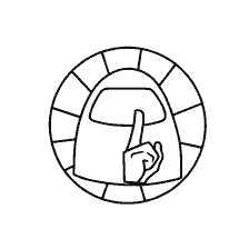 coloring page: Silhouette of the character Among As with his index finger raised