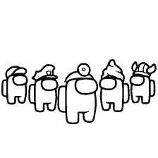 coloring page: Characters from Among As in various headdresses
