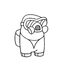 coloring page: Astronaut from the game Among As in a gas mask for coloring