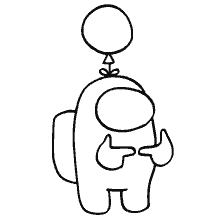 coloring page: Drawing of the character Among As with a ball over his head