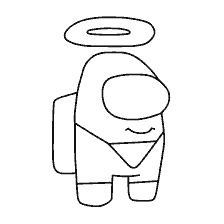 coloring page: Coloring of a character from the game Among As with a halo