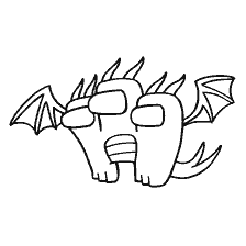 coloring page: Drawing of the character Among As with dragon features