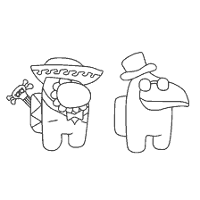 coloring page: Coloring with Among As characters in costumes