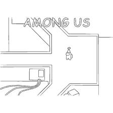 coloring page: Coloring with the character Among As against the background of the inscription