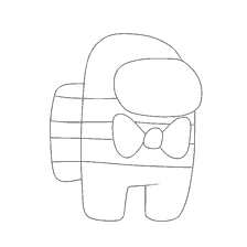 coloring page: Character Among As dressed with a butterfly and stripes