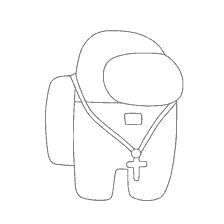 coloring page: Player from Among As wearing priest's cross clothes