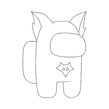 coloring page: Character drawing from the game Among As with ears and badge