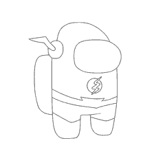 coloring page: Character drawing from Among As with superhero elements