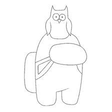 coloring page: Among As coloring owl in costume