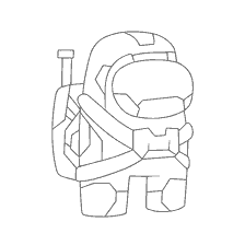 coloring page: Black and white coloring of the astronaut from the game Among As