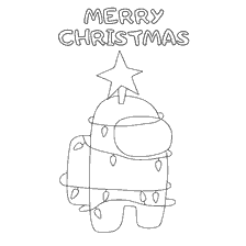 coloring page: Coloring Among As with Christmas lights and a star on his hat