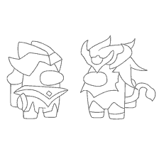 coloring page: Coloring characters from Among As in the form of fantastic creatures