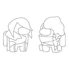 coloring page: Coloring characters Among As with different hairstyles