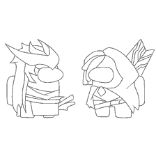 coloring page: Coloring characters from the game Among As