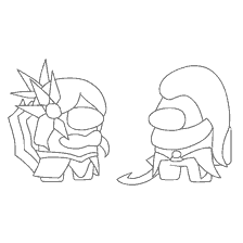 coloring page: Coloring characters Among As in armor