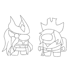 coloring page: Coloring characters Among As with unique armor