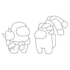 coloring page: Two characters from the game Among As for coloring