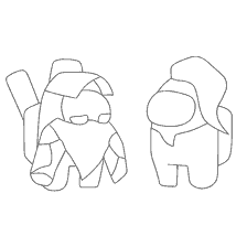 coloring page: Drawing characters of the game Among As for coloring