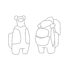 coloring page: Characters from Among As in the form of a coloring book