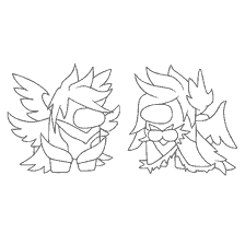 coloring page: Among As coloring with characters in costumes with wings
