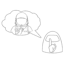coloring page: Astronaut with a gesture of silence in the game Among As