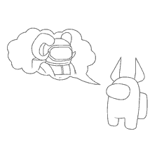 coloring page: Coloring Among As with the alien and the image in the cloud