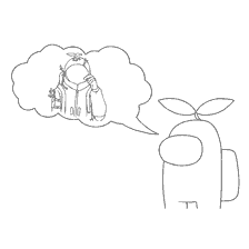coloring page: Character Among As with thoughts on a space adventure