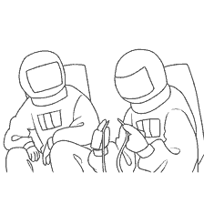 coloring page: Two astronauts from the game Among As