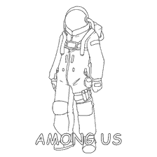 coloring page: Player from Among As in a suit
