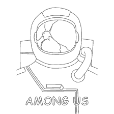 coloring page: Coloring Among As with the image of the astronaut and the text AMONG US