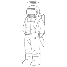 coloring page: Among As: coloring astronaut with halo