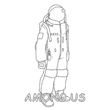 coloring page: Coloring of the character from the game Among As in a suit