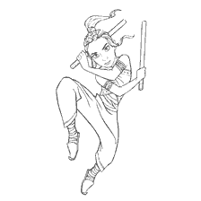 Little Raya with batons from Raya and the Last Dragon