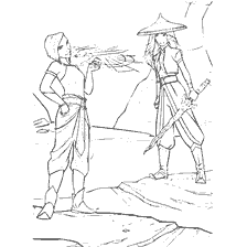 Coloring of Namaari and Raya characters from Raya and the Last Dragon