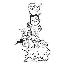 Baby girl Noah with onga in Raya coloring and the last dragon